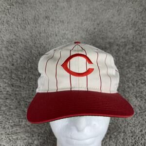 Cincinnati Reds Hat Cap Snap Back Mens One Size White Red Pinstripe MLB Baseball
